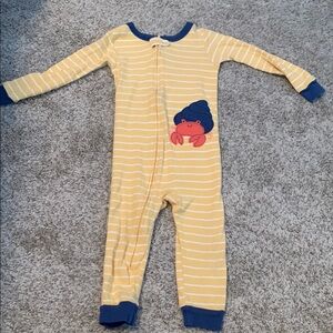 Carter’s Yellow Striped Footless PJs with Crab Design 24 months